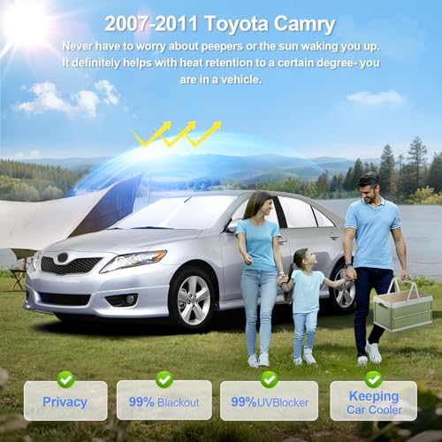 6pcs Car Window Shades for Toyota Camry 2007 (6 Count)