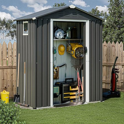 JY QAQA 5x3 FT Metal Outdoor Garden Storage Shed