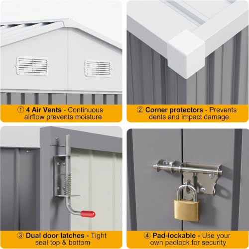 10x8 FT Outdoor Storage Shed with Floor Frame