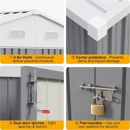 10x8 FT Outdoor Storage Shed with Floor Frame