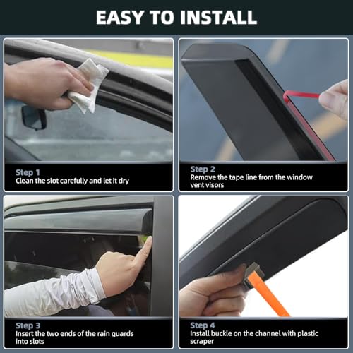 4PCS in Channel Window Visors Rain Guards for Jeep Compass 2017 (4 Count)