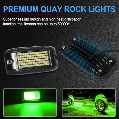 108 High Power LEDs per Pod 4Pods Pure Green Rock Lights Ultra