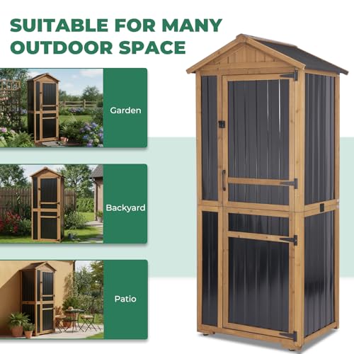 Large Outdoor Storage Cabinet with 4 Shelves