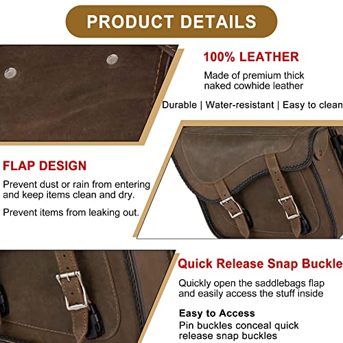 Naked Cowhide Leather Motorcycle Saddle Bags Throw Over Saddlebags (2 Count)