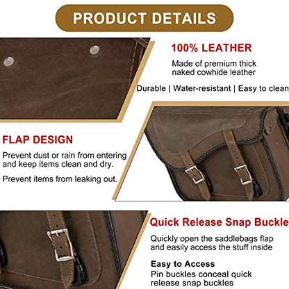 Naked Cowhide Leather Motorcycle Saddle Bags Throw Over Saddlebags (2 Count)