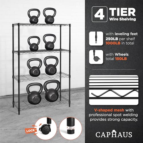 NSF Black Adjustable Shelf Wire Shelving Unit w (4 Count)