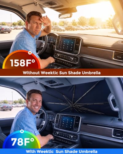 2026 Upgraded] Weektic Windshield Sun Shade Umbrella for Expedition