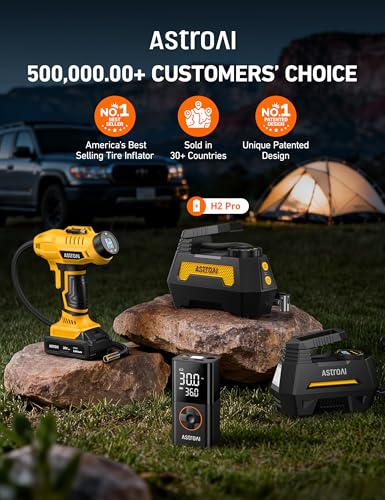 H2 Pro Cordless Tire Inflator Portable Air Compressor 12VDC Battery