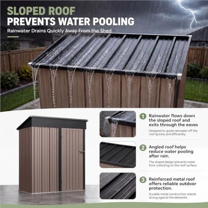 5x3 FT Outdoor Storage Shed with Base