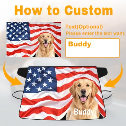 Custom Windshield Cover for ice and Snow Personalized car Windshield Snow Cover Add Your Photo Logo Text Image All Seasons Sunshade Cover Universal for SUV Truck Sedan Van