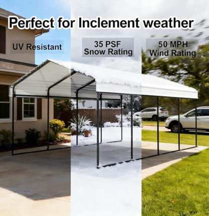 12x20FT Metal Carport with Vertical Roof