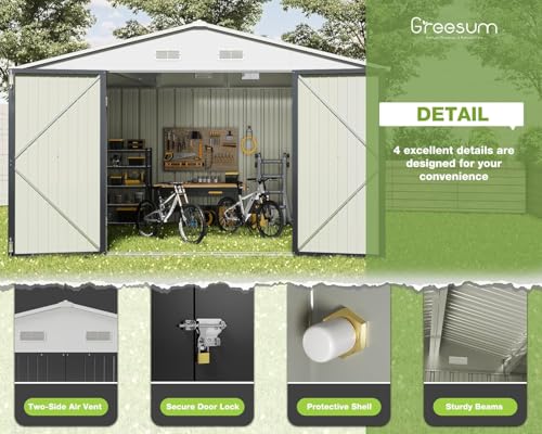 10x8FT Outdoor Storage Shed Utility Tool Shed Gray