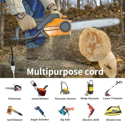 Indoor Outdoor White Extension Cord 25 FT Waterproof 16