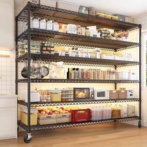 60" W 6 Tier Wire Shelving with Wheels & Feet