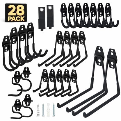 28 Pack Steel Heavy Duty Garage Hooks Storage Hooks with Anti (28 Count)