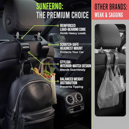 Car Headrest Hooks 4 Pack (4 Count)