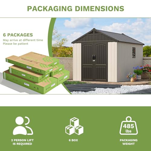 8x10 FT Resin Outdoor Storage Shed with Floor