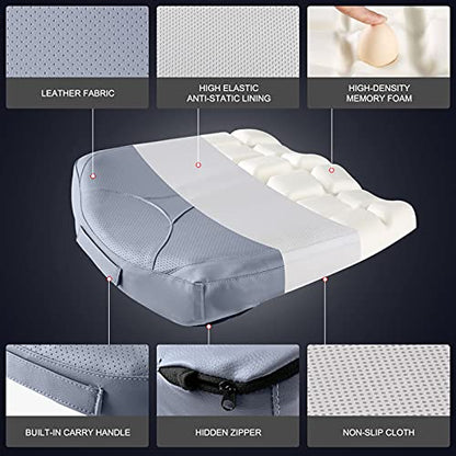 Leather Car Memory Foam Heightening Seat Cushion for Short People Driving