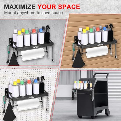 10 Aerosol Spray Can Holder with Paper Towel Holder & 4 Detachable Hooks