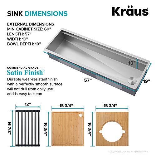 Stainless Steel 57 in Undermount Kitchen Sink KWU210