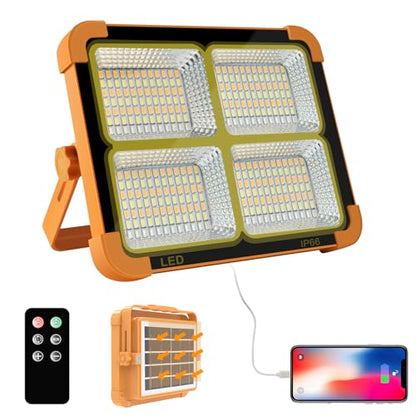 Portable LED Work Solar Light 100W 16500mAh 10000 LM with Stepless Brightness Job Site Battery Rechargeable LED Floor Light for Emergency Worklight for Hurricane