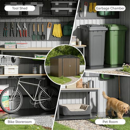 Shed Storage Outdoor Metal Windowed Lockable Weatherproof Ventilated Backyard Garden Utility Workshop