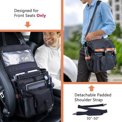 Car Seat Organizer with Lid and Laptop Compartment