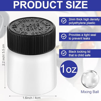 60 Pcs Empty Touch Up Paint Bottles Container 1oz 30ml Reusable Small Paint Bottles with Brush Applicator and Mixing Ball for Fix Chips Scratches Auto Car