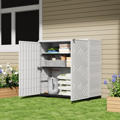 Outdoor Storage Cabinet Waterproof with 2 Shelves