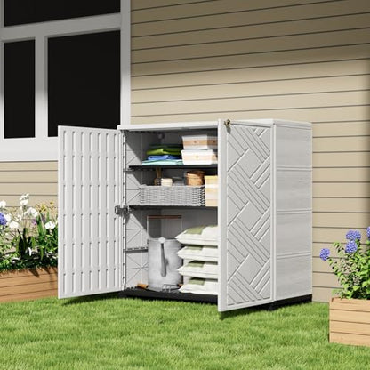 Outdoor Storage Cabinet Waterproof with 2 Shelves