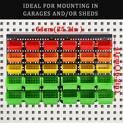 Wall Mounted Storage Bins Parts Rack 4 Colors Bin Organizer Garage Plastic Shop Tool