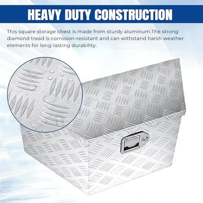 27" x 13" x 13" Trailer Tongue Tool Box Heavy Duty Aluminum with Latch and Keys Trailer Toolbox Organizer Truck Underbody Box Compatible with Pick Up Truck Bed RV Trailer ATV Silver