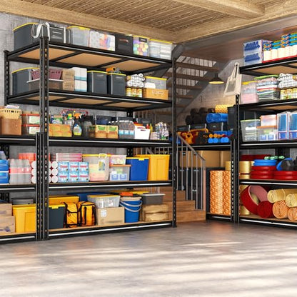 48" W Garage Shelving 3080LBS Storage Shelves 5 Tier Heavy Duty Shelving Adjustable Garage Shelves for Basement (2 Count)