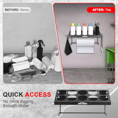 10 Aerosol Spray Can Holder with Paper Towel Holder & 4 Detachable Hooks