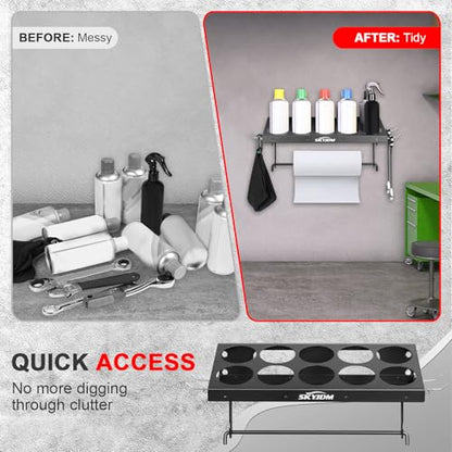 10 Aerosol Spray Can Holder with Paper Towel Holder & 4 Detachable Hooks