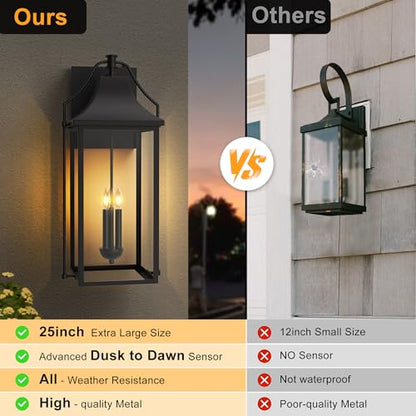 25IN Dusk to Dawn Outdoor Wall Sconce