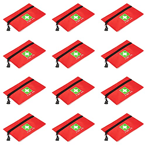 Red Emergency Bag First Aid Small Empty Travel Rescue Pouch First Responder Storage Medicine Pocket Bags for Car Home Office Kitchen