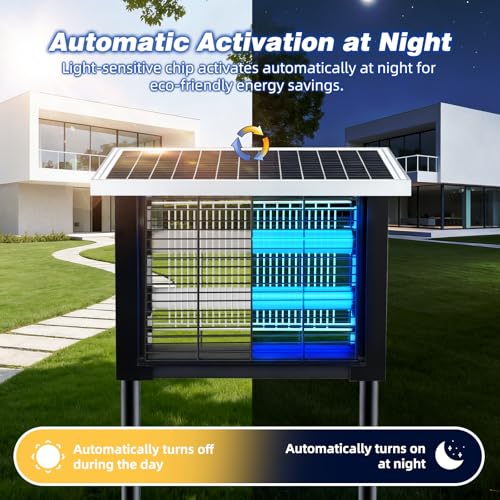 Solar Bug Zapper Outdoor for 2000 sq.ft with 13FT Extension Cord