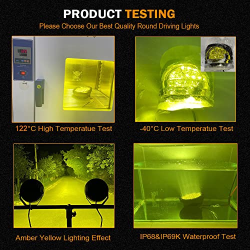 7Inch Round LED Amber Driving Offroad Lights 2PCS 210W 32000LM Amber Off road Lights LED Off Road Light Round Waterproof IP68 IP69K 12V 24V for Pickup Trucks SUV ATV UTV 4x4