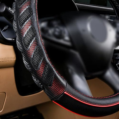 car Steering Wheel Cover Faux Leather Massage Universal fit 3D Honeycomb Hole Anti