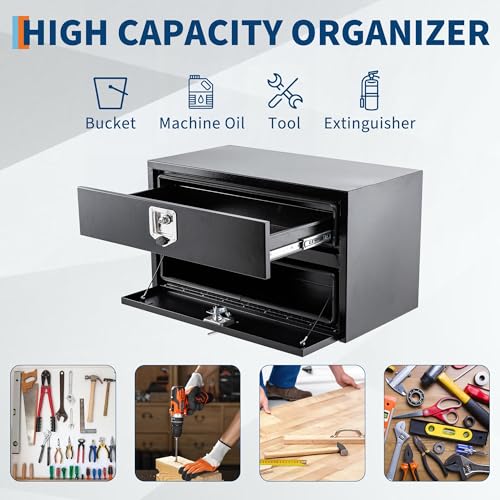36'' Black Steel Truck Tool Box with Drawer