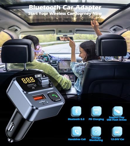FM Transmitter Bluetooth Car Adapter 42W Fast Charge