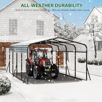 12' x 20' x 8.5' Heavy Duty Metal Carport with Galvanized Steel Roof