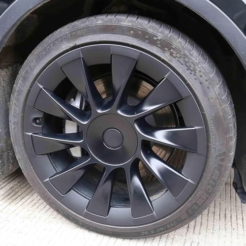 for Tesla Model Y 20 Inch Wheel Rim Protector Hubcaps Induction Wheels Rim Cover Tire Trim Rings Matte Black 4Pcs Model Y Accessories (4 Count)