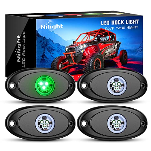LED Rock Light Pods Waterproof Under Body Wheel Well Light Exterior Interior Lights for Car Truck Pickups ATV UTV SUV Motorcycle Boat (4 Count)