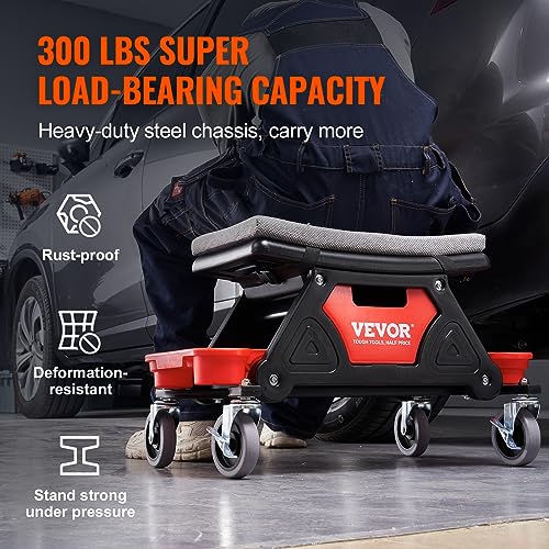 Mechanic Stool 300 LBS Capacity Garage Stool Gift for Men
