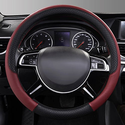 Rhombus Leather Universal Steering Wheel Cover