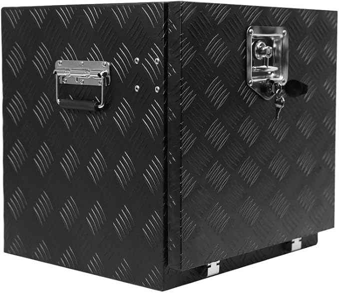 18 Inch Heavy Duty Aluminum Tool Box - Waterproof Square Truck Storage Organizer Chest for Pickup Truck Bed, RV Trailer - T-Handle Lock and Keys Included