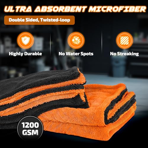 2 Pack 1200 GSM Car Drying Towels
