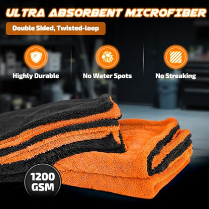 2 Pack 1200 GSM Car Drying Towels